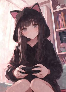 Kawaii Nekomimi Gamer Girl