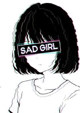 Sad Girl Anime Glitch Art