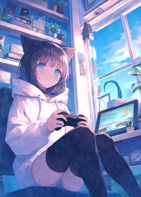 Kawaii Gamer Cat Girl