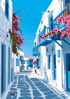 Mykonos Greece Travel Art