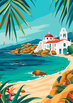 Mykonos Greece Travel Art