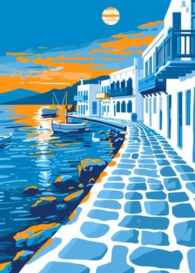 Greece Travel Art Mykonos