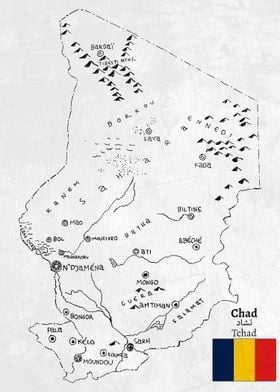 Handdrawn Chad Map
