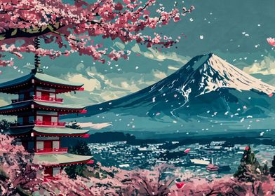 japan mount fuji sakura
