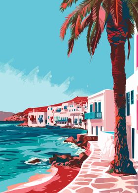 Greece Travel Art Mykonos