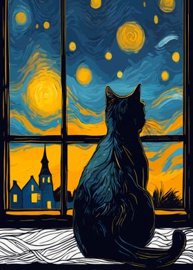 Starry Night Cat