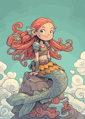 Cartoon Mermaid Girl
