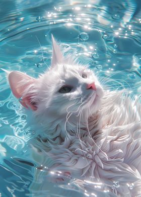 Pool Swimming Cat