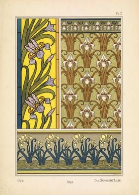 Iris Floral Art Nouveau