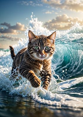 Cat in sea