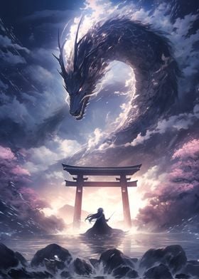 Anime dragon torii gate