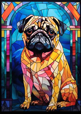 Pug Stained Glass