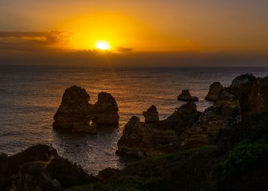 Algarve Coast At Sunset