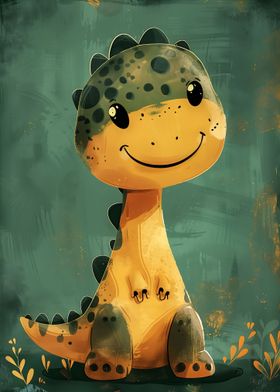 Cute Watercolor Baby Dino