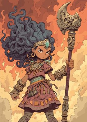 Cartoon Warrior Girl