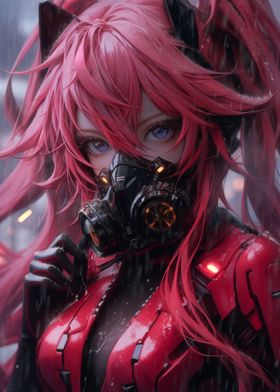 Warrior Girl with Gas Mask