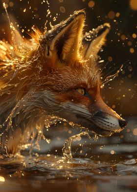 Fancy Fox in Flowing Water