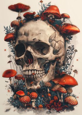 Skull Head Mushroom Magic