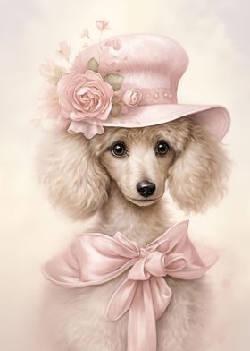 White Poodle in hat