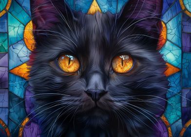 Fantasy Stained Glass Cat