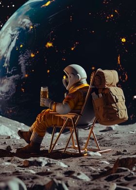 funny astronaut with beer