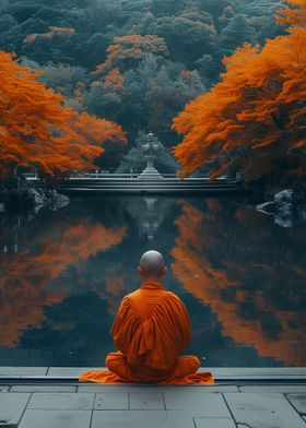 Buddhist monk in orange