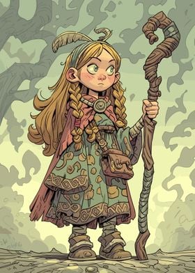 Cartoon Druid Girl