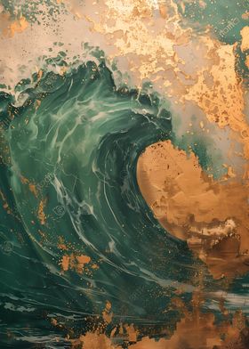 Golden Marbel Wave Art