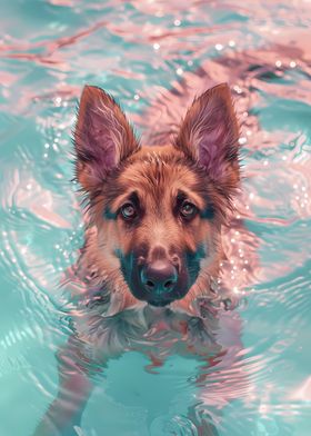 Dog Swimming in Pool