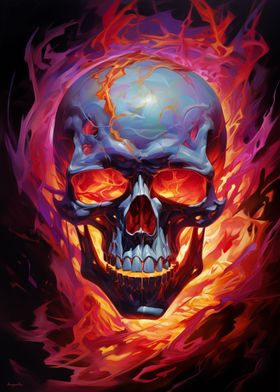 Burning Skull Head