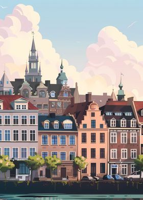 Cartoon Skyline Copenhagen