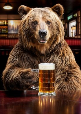 funny bear drinking beer