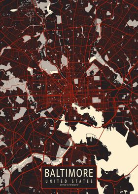 Baltimore City Map Vector