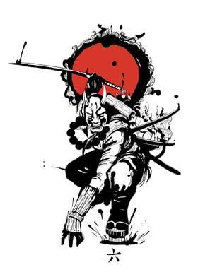 samurai with three swords