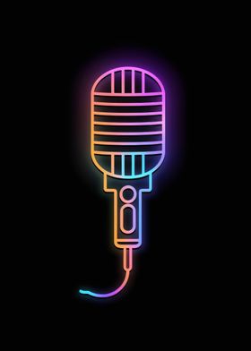 Microphone Music Neon