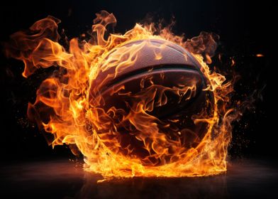 Basketball ball in fire