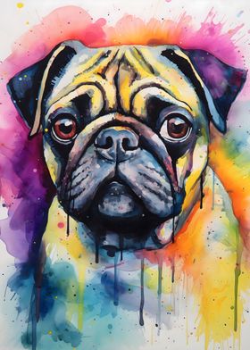 Pug Dog Watercolor