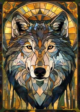 Wolf Retro Gold Glass