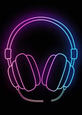 Headphone Music Neon