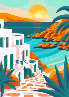 Peaceful Greece Sunset Art