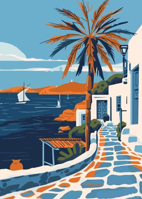 Mykonos Greece Travel Art