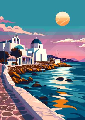 Mykonos Greece Seaside Art