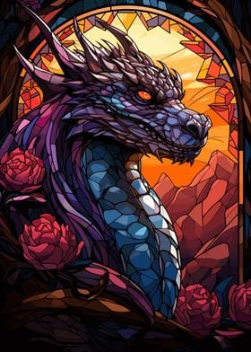 Fantasy Rose Sunset Dragon