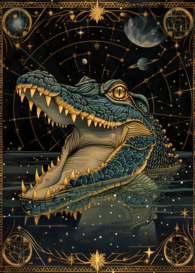 Water Crocodile Tarot Card