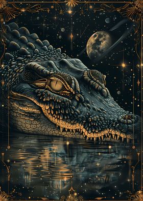 Water Crocodile Tarot Card