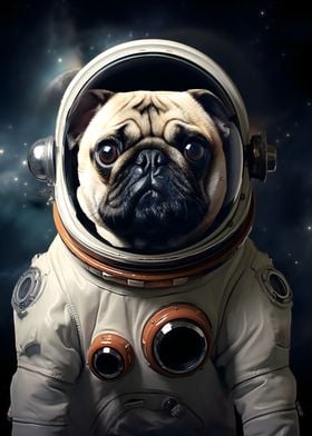 pug dog astronaut