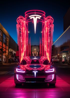 Tesla car Neon model Top 