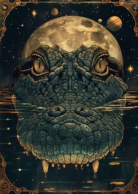 Water Crocodile Tarot Card