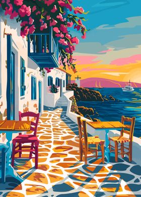 Greece Summer Travel Art