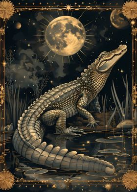 Water Crocodile Tarot Card